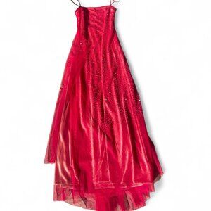 Red/Dark Pink Formal Dress with Beaded Sequins and Tulle